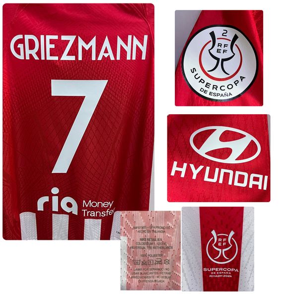 Amerikan Koleji Futbol Giyim Maç Yıpranmış Oyuncu Sorunu 2024 Supercopa Semifinal Griezmann Morata Corra Maillot Özel İsim Numarası Sports Jersey