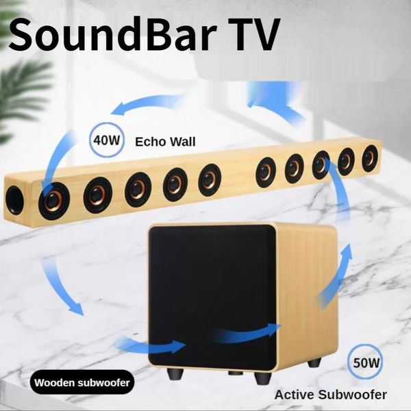 Soundbar Soundbar TV Altoparlante Bluetooth da 50 W Subwoofer ad alta potenza Home Theater Sistema stereo surround 3D Ottico coassiale AUX Telecomando