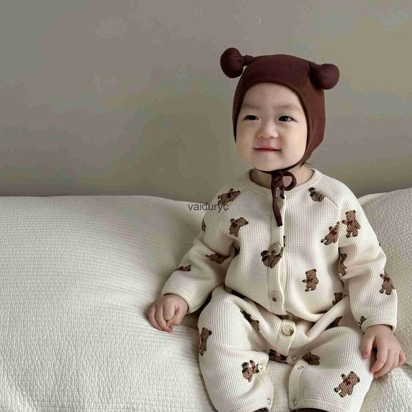 Mamelucos Jersey 2023 Invierno Nuevo Bebé Más Terciopelo Grueso Mameluco Lindo Oso Impresión Recién Nacido Niño Mono Niño Niña Infantil Ropa De Lana 0-24Mvaiduryc