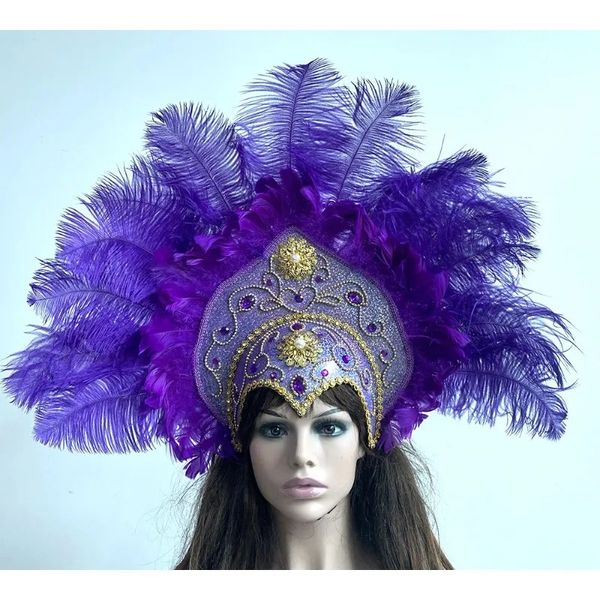 Women Black Feather Headband Carnival Headpiece Pageant Headband 1920s Flapper Headband