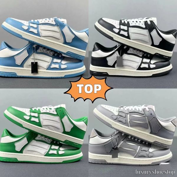 Marca italiana Skel-Top Low Casual Shoes Skelet Bones Runner Top Low Skel Skeleton sapatos Mulheres Homens Esportes Retro Tênis Preto Branco sapato de couro genuíno