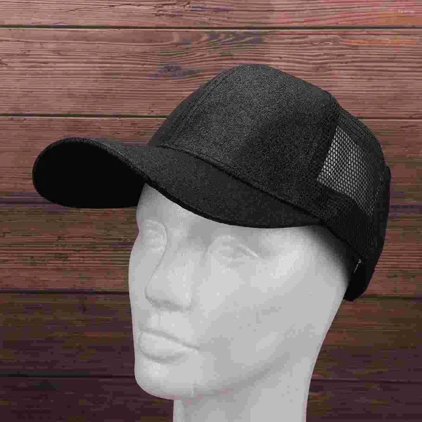 Bola bonés 1 pc glitter cor sólida chapéu moda beisebol simples headwear verão sol para mulheres meninas senhoras (preto)