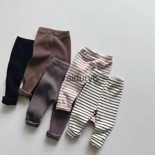 Leggings Collant 2023 Autunno Nuovo ldren Solido Ragazze Cotone Pantaloni per bambini Neonati maschi Fondo a strisce Clothesvaiduryc