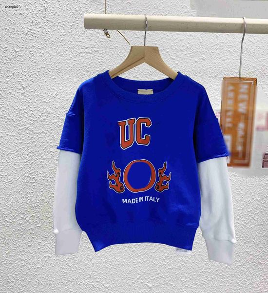 Luxo crianças hoodie designer falso design de duas peças criança pulôver tamanho 100-150 roupas de bebê em torno do pescoço meninas meninos camisola jan20