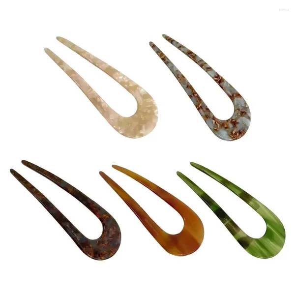 Accessori per capelli Squisiti bastoncini retrò leopardati multicolori Eleganti forcine per capelli a forma di U in acetato da donna Styling