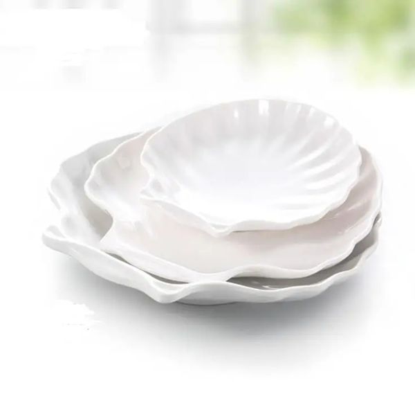 Креативная белая меламиновая десертная тарелка в стиле ракушки, посуда для фруктового салата, блюдо для риса, суши, поднос для еды SN1723