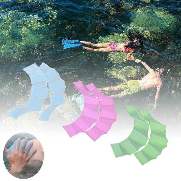 Diving Accessories 1Pair Unisex Frog Type Silicone Girdles Swimming Hand Fins Flippers Palm Finger Webbed Gloves Paddle Water Sports Adult Children 240118