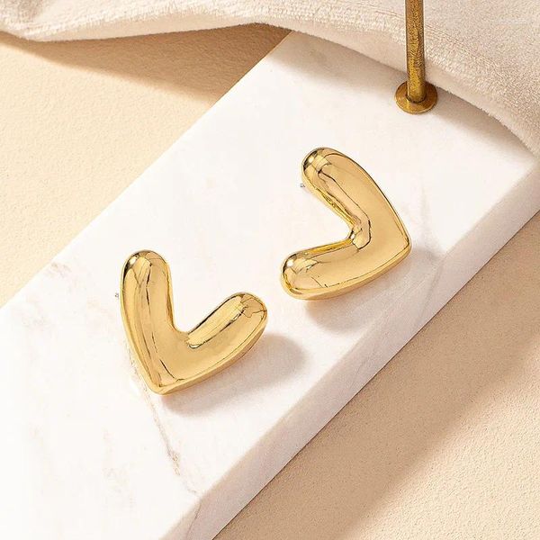 Orecchini a bottone forma geometrica minimalista a forma di cuore per le donne festa di festa OL regalo gioielli di moda accessori per l'orecchio E408