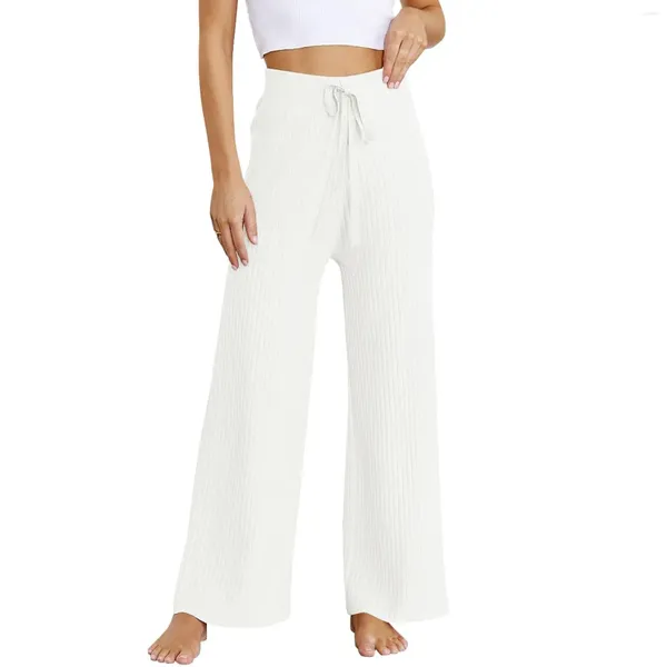 Pantaloni da donna Pantaloni a vita alta Pantaloni casual da spiaggia Maxi pantaloni lunghi Set da yoga a gamba larga in tinta unita