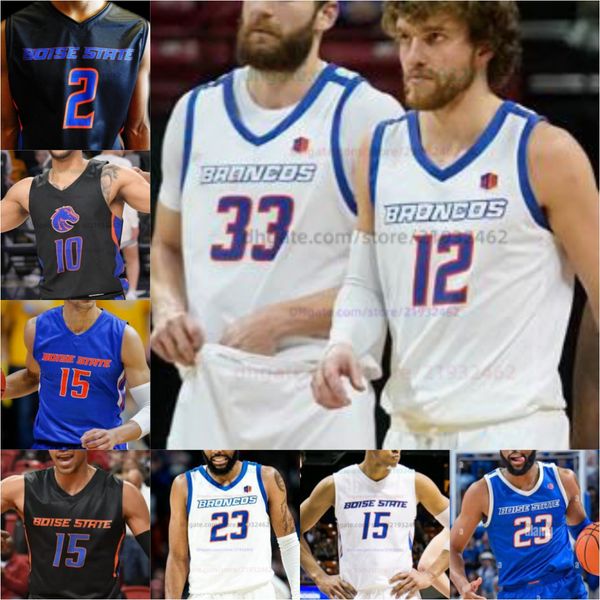 Maglia da basket Boise State Maglia cucita NCAA Qualsiasi nome Numero Uomo Donna Gioventù ricamato Emmanuel Jace Whiting Vince Barringer Sam Winter