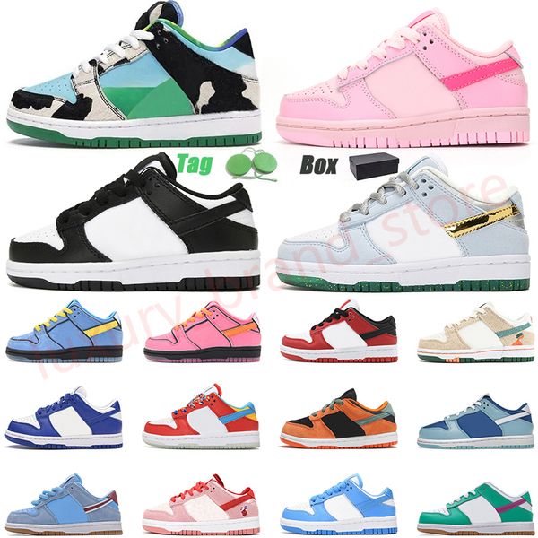 2024 klassische große Kinderschuhe, Kleinkind-Halbschuhe, Designer-Turnschuhe, Panda Duncks Low, Baby-Triple-Pink-Schwarz-Indigo-Haze, Jugend-, Kleinkind-, Enfant-, Jungen-, Mädchen- und Kindertrainer