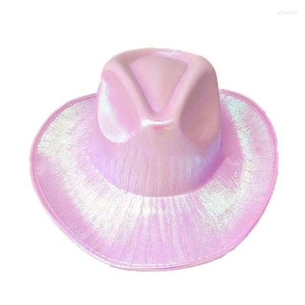 Berretti Cappello da cowgirl in feltro da principessa con glitter olografico per feste in maschera e costumi da gioco adatti alla maggior parte delle ragazze