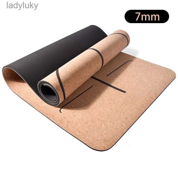 Tapis de yoga Tapis de yoga en liège Pilates TPE sec et humide tapis de gymnastique d'exercice à haute élasticité 183 cm * 65 cm * 0.7 cm L240118