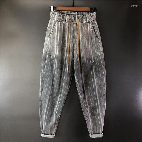 Jeans da uomo 2024 Primavera e autunno Tendenza moda a righe stampate pantaloni elasticizzati Casual larghi comodi di alta qualità 28-36