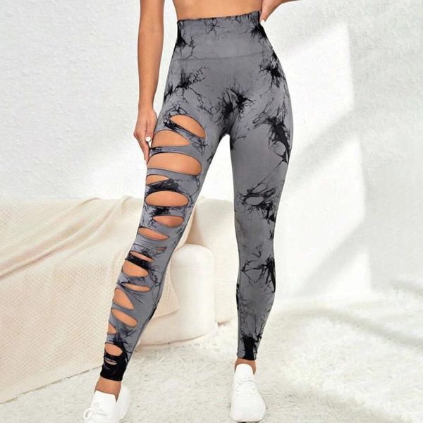 Damenhose, Bauchkontrolle, Yoga-Leggings, nahtlos, Batik-Gymnastik, elastische Sportstrumpfhose für Damen, Grau/Schwarz/Rosa/Lila/Blau