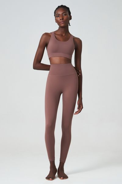 lu Damen-Yoga-Anzug, Yoga-Weste, ärmelloses Oberteil, Hose, zweiteiliges Set, für Fitnessstudio, Laufen, lange Hose, elastisch, hohe Taille, Sportbekleidung, Anzüge YB2311+LP2341