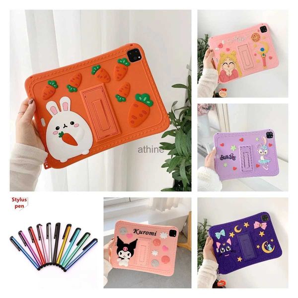 Capas para tablet PC Sacos Cute Cartoon Carrot Tablet Case para Ipad 10.2 9.7 Inch Air 4/3 Pro 11 Kids Stand Back Cover para Ipad 6 Mini 5/4/3/2 YQ240118