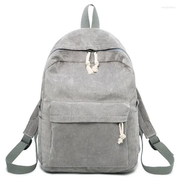 Sacos escolares Tecido macio viagem moda mochila feminina design de veludo para meninas adolescentes mochilas listradas mulheres