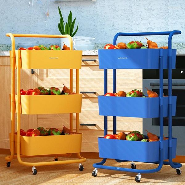 Portaoggetti da cucina Carrello HOOKI Scaffale da pavimento mobile Prodotti per bambini Snack multifunzionale frutta e verdura