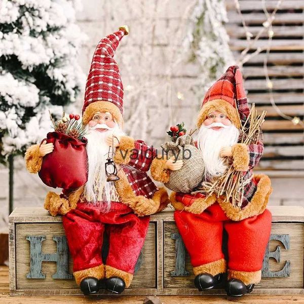 Brinquedo de Natal de Natal Papai Noel Toy Sitting Sentado Papai Noel Figura de Natal Tree Ornamento Toys Home Navidad Decoração de Festas OrnamentsVaiduryB