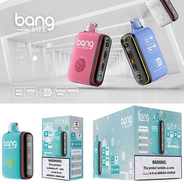 NUOVO bangBox 18000 12 sapori Type-C modalità impulso bobina a rete modalità normale penna vape usa e getta con blocco bambini elettricità e display olio Sigarette elettroniche