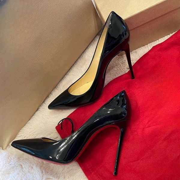 Scarpe di lusso stile stella per le donne Décolleté con fondo rosso lucido Scarpe con tacco alto di marca Scarpe da sposa sexy con punta a punta di grandi dimensioni 35-44