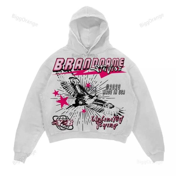 Erkek Hoodies Sweatshirts Bird Yıldız Mektubu HD Desen Hoodie Baskılı Sıradan Sokak Gevşek Pamuk Süvari Erkek ve Kadınlar Sonbahar/Kış Tepesi TRAPSTAR Y2KYOLQ