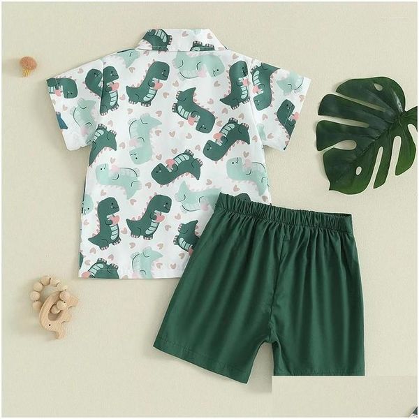 Kleidung Sets Kleinkind Junge Valentine S Outfits Herz Print Button Down Hemd Casual Shorts Baby Sommer Kleidung Set Drop Lieferung kinder M Dh7Y4