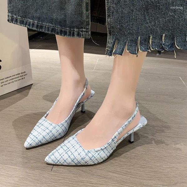 Модельные туфли, летние женские босоножки на высоком каблуке Baotou, тонкий каблук с острым носком, набор стопы, одинарный