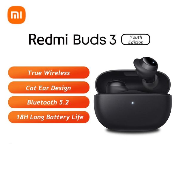 Fones de ouvido xiaomi redmi buds 3 edição juventude bluetooth fone de ouvido catear design sem fio bluetooth 5.2 fone de ouvido 18 horas bateria para iphone