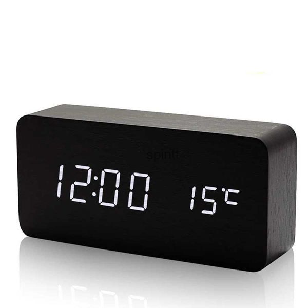 Schreibtisch Tischuhren Kreative Holz Digital Wecker Digital Led Tisch Sprechen Holz Nacht Elektronische Schreibtisch Uhr Kinder Licht Uhr Reise alarm Z02 YQ240118