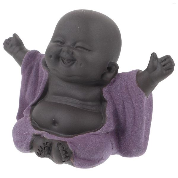 Set di stoviglie per la casa Maitreya Laughing Buddha Ornamento Desktop Ornamento Piccolo gioco da tè Statua creativa Statuetta di sabbia viola Ufficio per animali domestici