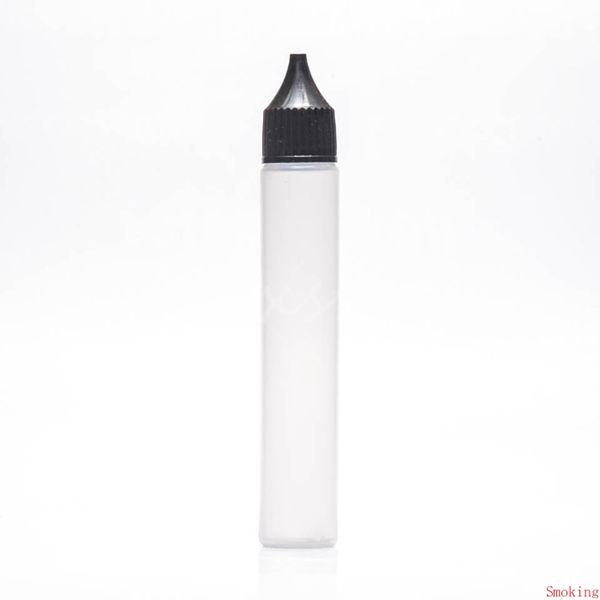Bottiglie vuote da 30 ml Stile penna sottile E-Liquid E Olio di succo Bottiglia di plastica PE Bottiglia contagocce con punta lunga e sottile Tappi bianchi neri Vendita al dettaglio