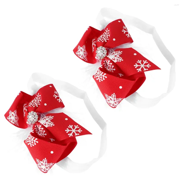 Bandane 2 pezzi Fascia natalizia per bambini Fiocco carino Ornamento per capelli per bambini Ragazza Archi Diademi per elastico