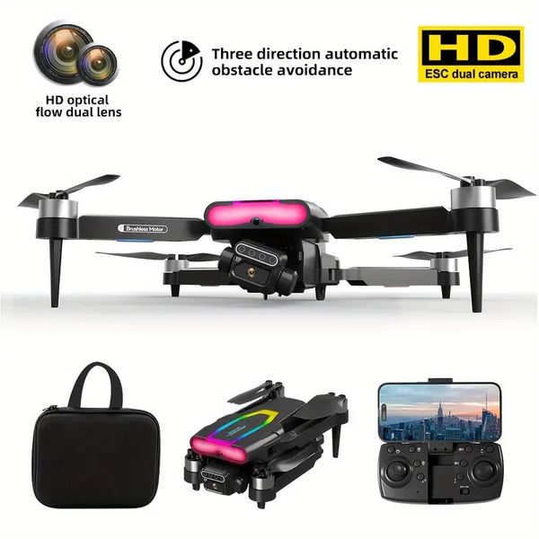 Drone RC pieghevole F199 con videocamera HD, giunto cardanico stabilizzato a 2 assi, motori brushless, posizionamento corrente, luci a LED