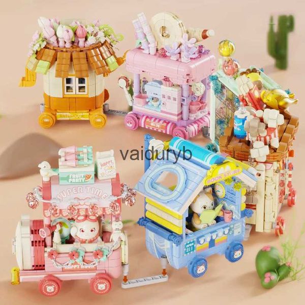 Blocos bonitos pet trem blocos de construção conjunto cidade rua vista loja montagem tijolos brinquedo decoração desktop ldrens presentes natalvaiduryb