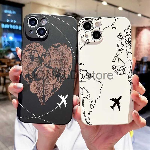 Capas de telefone celular Aviões Mapa do Mundo Capa de telefone de viagem para iPhone 15 Pro Max Capas iPhone 14 13 12 11 XS XR X 7 8 Plus SE 2022 Capa macia à prova de choque J240118