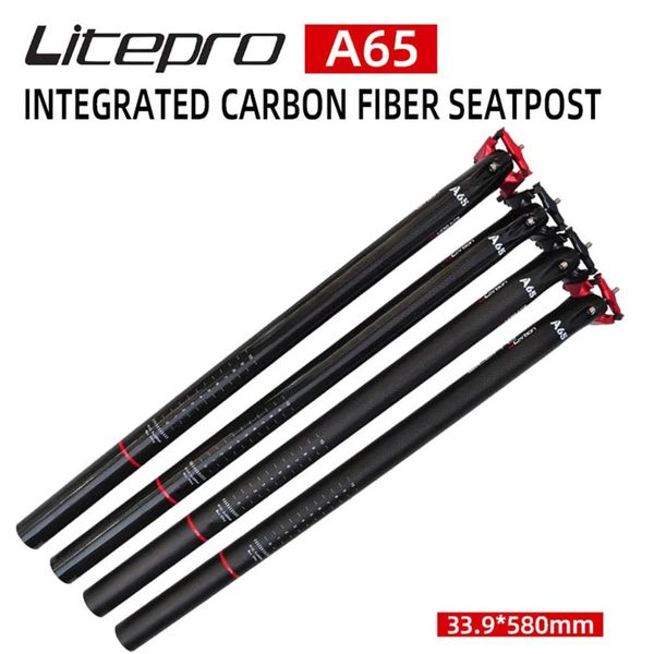 Messaggi Litepro A65 In Fibra di Carbonio Integrato Reggisella Bici Pieghevole 31.8 33.9*580mm Tubo Sella 412 Bmx Bicicletta Asta Sella 34.9m per Birdy