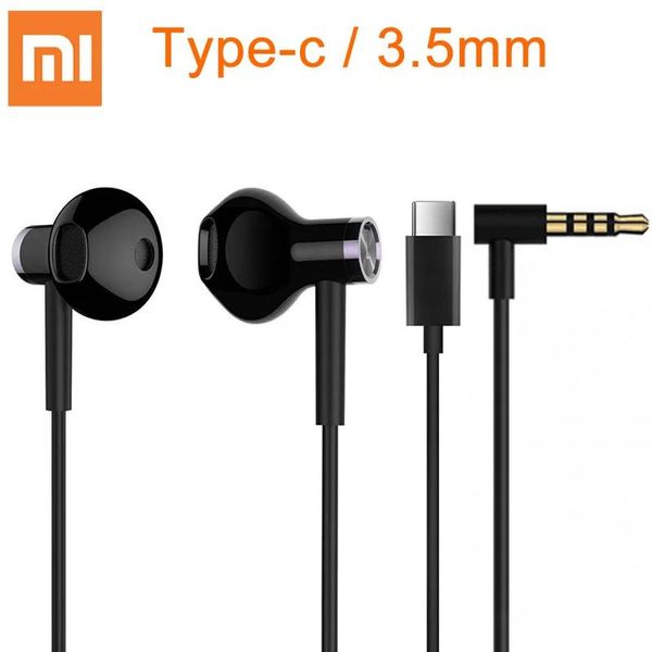 Fones de ouvido xiaomi híbrido dc tipo c 3.5mm plug metade inear usb controle com fio mems microfone bre02jy mi duplo driver fones de ouvido