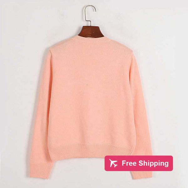 Tasarımcı Kadın Sweaters Miu Familys Aynı ağır endüstri tırnak boncuk payet çiçek hırka erken sonbahar tek göğüslü yuvarlak boyun örgü üst kadın tarak pamuk j