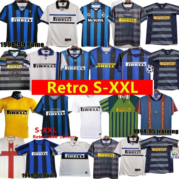 InterS MilanS Mann Retro-Fußballtrikots RONALDO CRESPO ADRIANO 1997 98 99 00 01 02 03 04 05 07 08 Finale MILITO SNEIJDER J.ZANETTI Eto'o Vintage klassisches Fußballtrikot