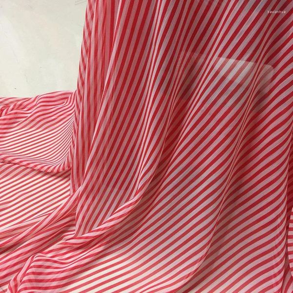 Giyim kumaş 2024 Patchwork Beyaz Çizgili Şifon Stripes Pinstripe Takım Elbise Gömlek Etek Omuz Kayışları Malzemeleri