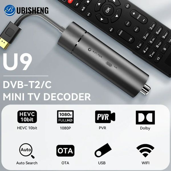 Decodificador de TV digital DVB T2 H265 HD 1080P Sintonizador DVB C Receptor de TV terrestre UBISHENG U9 Mini TV Set Top Caixa para TV / Projetor
