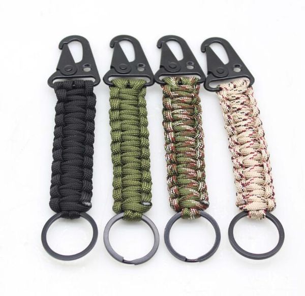 Paracord chaveiro ao ar livre acampamento militar pára-quedas corda kit de sobrevivência nó emergência caminhadas chaveiro gancho ferramenta fivela tática