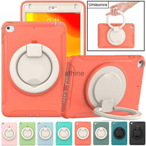 Tablet PC Cases Bolsas para IPad Pro 11 Air 2 3 4 5 10.9 Mini 6 9.7 10.2 7th 8th 9th 10th Gen Case Kids Silicone à prova de choque Pull Ring Stand Tablet Funda YQ240118