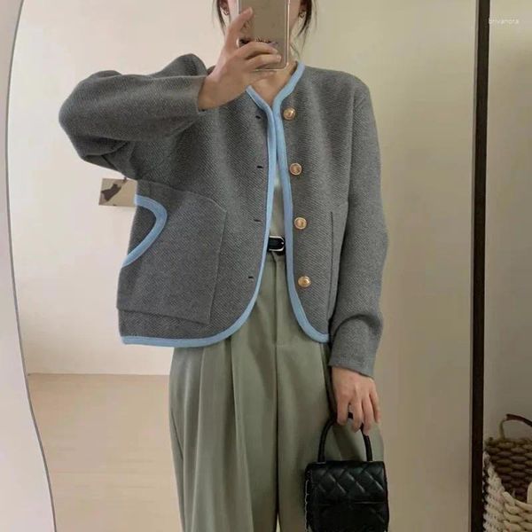 Frauen Strick 2024 Frauen Frühling Pullover Single Button Cape Mantel Strickjacken Tops Casual Koreanische Mode Kleidung