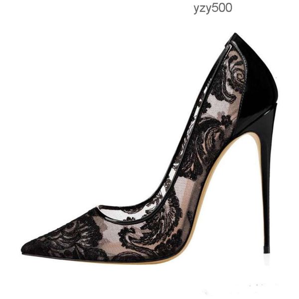 Roter Boden 2024 Schwarze Spitze High Heel Eden Hochzeitsschuhe für Braut Stilettos Damen Designer Heels Spitzschuh 12 cm Brautschuh1 loubutinliness christianliness A8HS