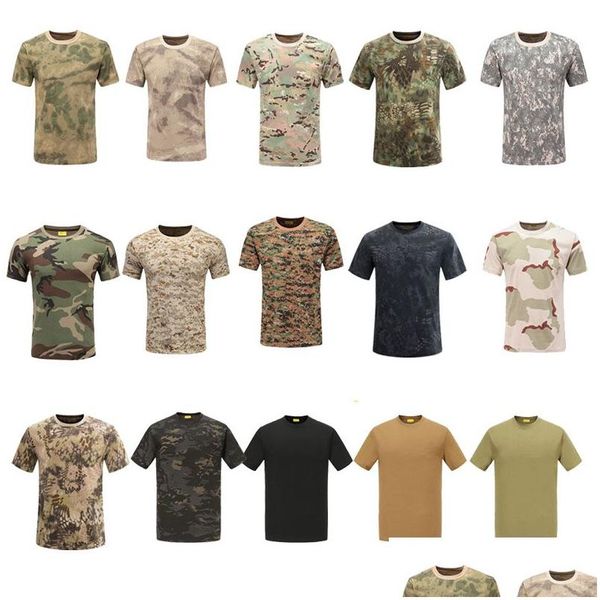 Tático t-shirts tiro tático t camisa vestido de batalha uniforme bdu exército combate roupas algodão camuflagem ao ar livre floresta caça dhlze