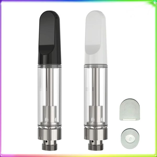 Cartucce Vape bianco nero TH205 in vetro ceramico 0,5 ml 0,8 ml 1,0 ml 510 Atomizzatore per carrelli vuoti con tappo a vite