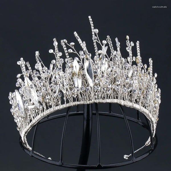 Grampos de cabelo coroa de cristal grandes hairbands artesanais strass sombra ramo noiva acessórios de casamento jóias 2024 na moda
